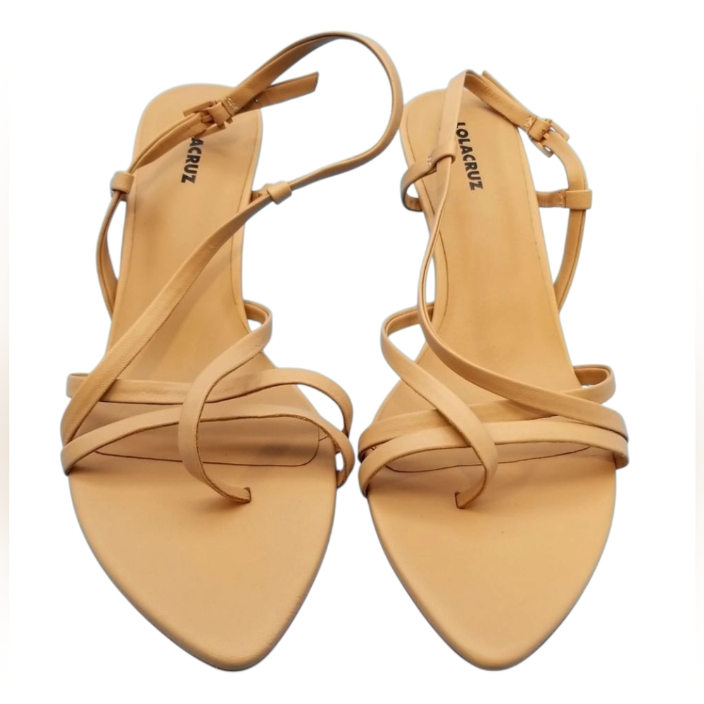 Lola Cruz Sz 40 Tan Kitten Heel Sandals Sz 9